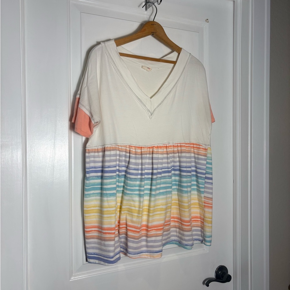 BiBi Cream V-Neck Top